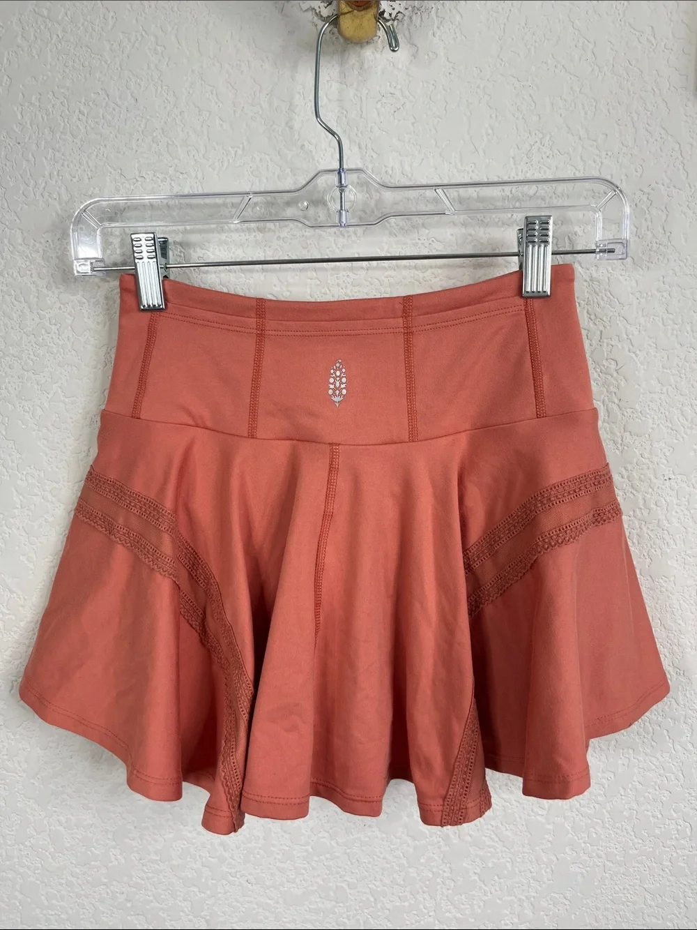 Free People FP Movement Pleats And Thank You Skort Peach Melon Ruffle Skirt